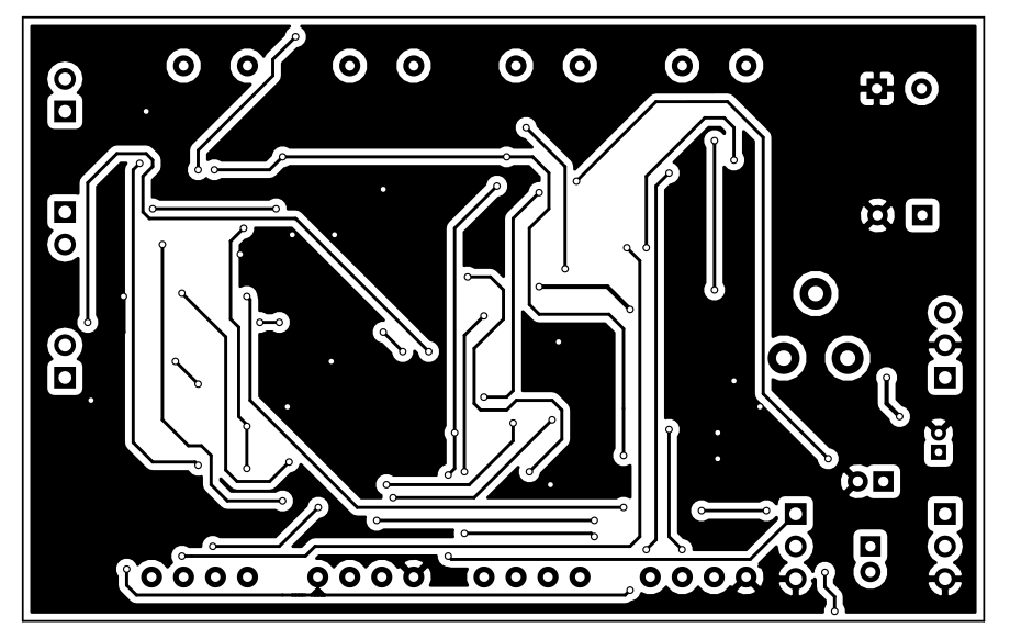 Black on white view of the top copper layer of the PCB