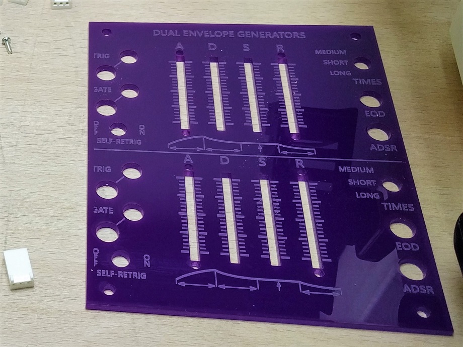 Purple Dual ADSR EG front panel without any hardware attached to it