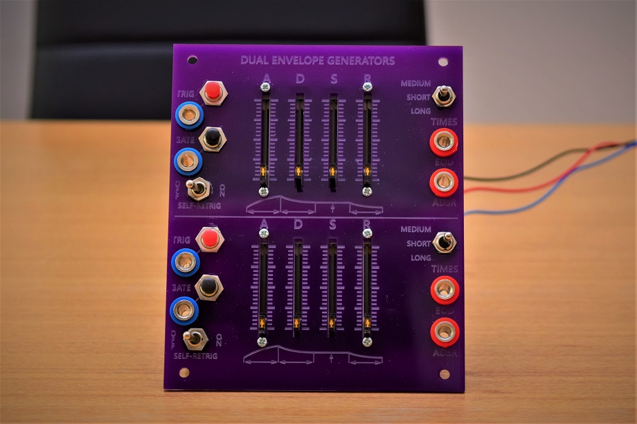 Frontal view of dual ADSR EG module sitting on a desk