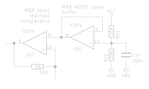 Voltage divider leading into opamp voltage follower, then into opamp comparator